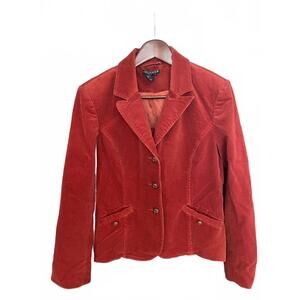 Spanner Rust Orange Corduroy Blazer Wooden Buttons Size 6